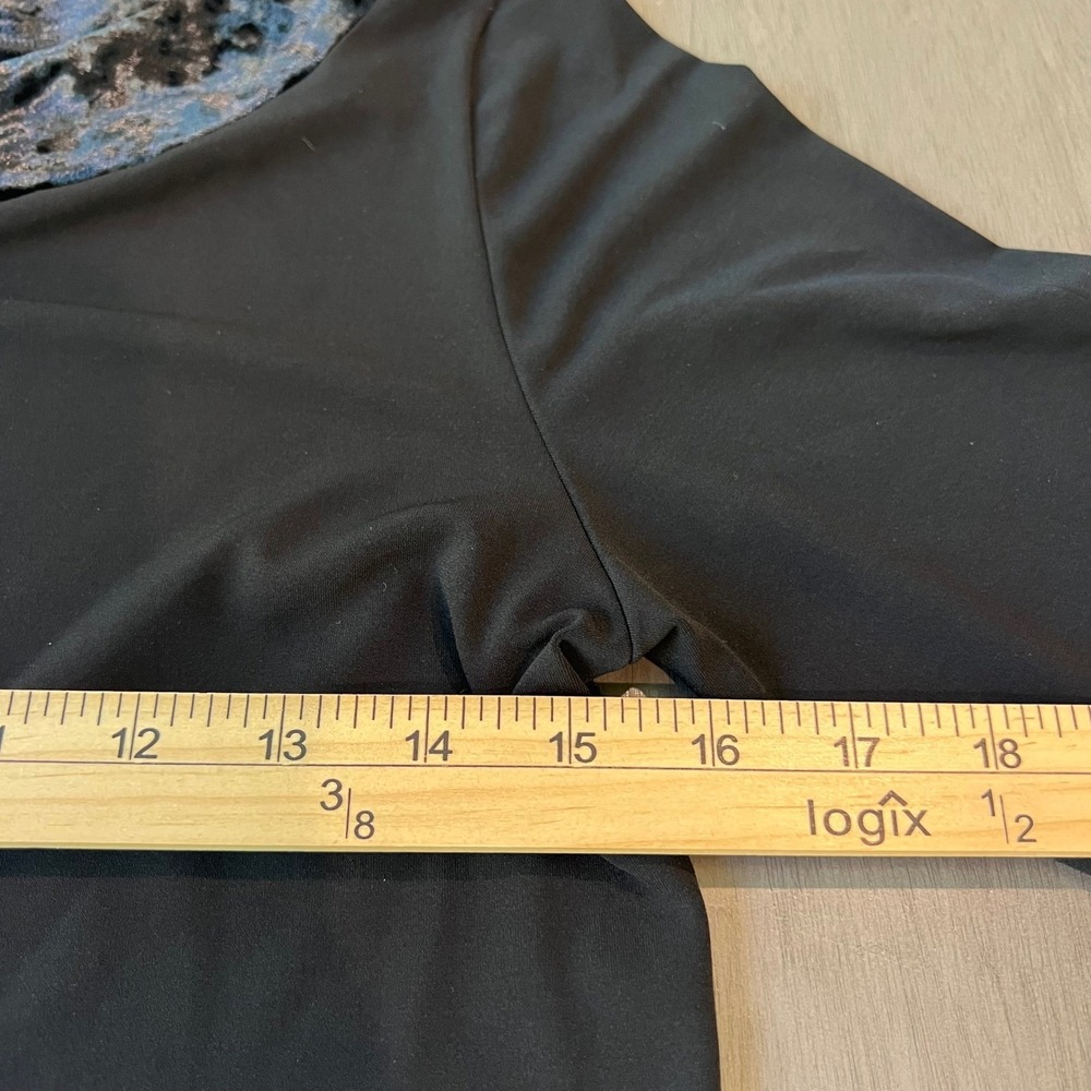 Papillon Blanc Semi Formal Black‎ Cocktail Velvet Trim 3/4 Sleeve Dress - Picture 8 of 9